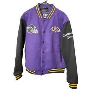 NFL Ultra Game Baltimore Ravens Varsity Jacket Purple Black Mens Large NWT